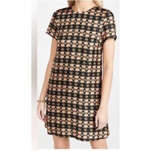 LA DOUBLEJ Sz S Small Mini Swing Dress Silk Short Sleeve Bacetto